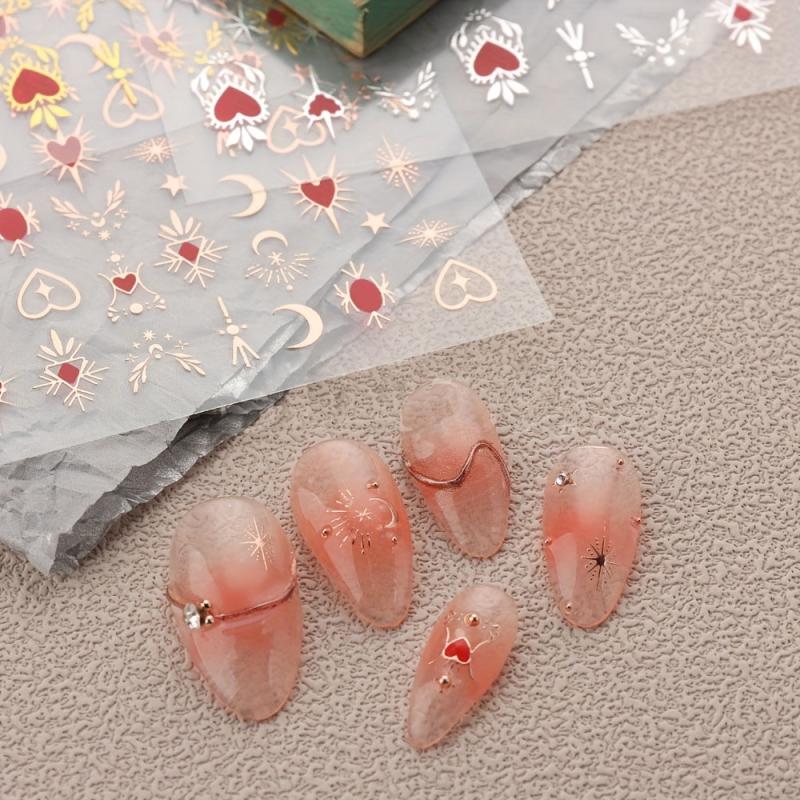 3pcs 3D Nail Art Stickers Star Moon Sun Nail Decals DIY Nail Salons