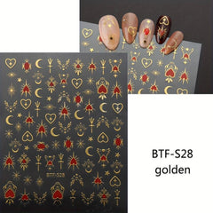 3pcs 3D Nail Art Stickers Star Moon Sun Nail Decals DIY Nail Salons