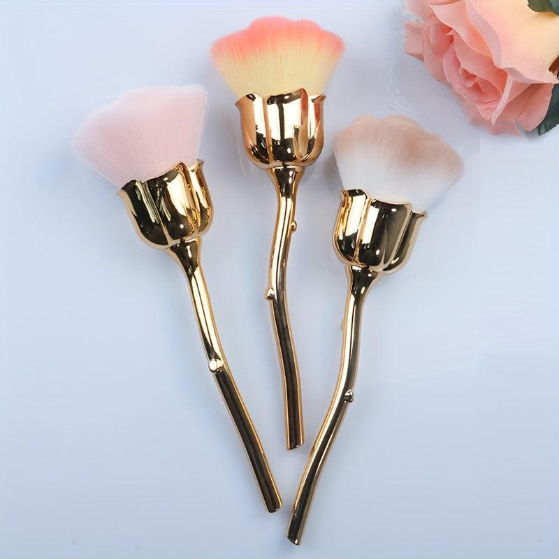 Rose Makeup Brush Large Full Coverage Face Powder Bronzer Blush Foundation Brush