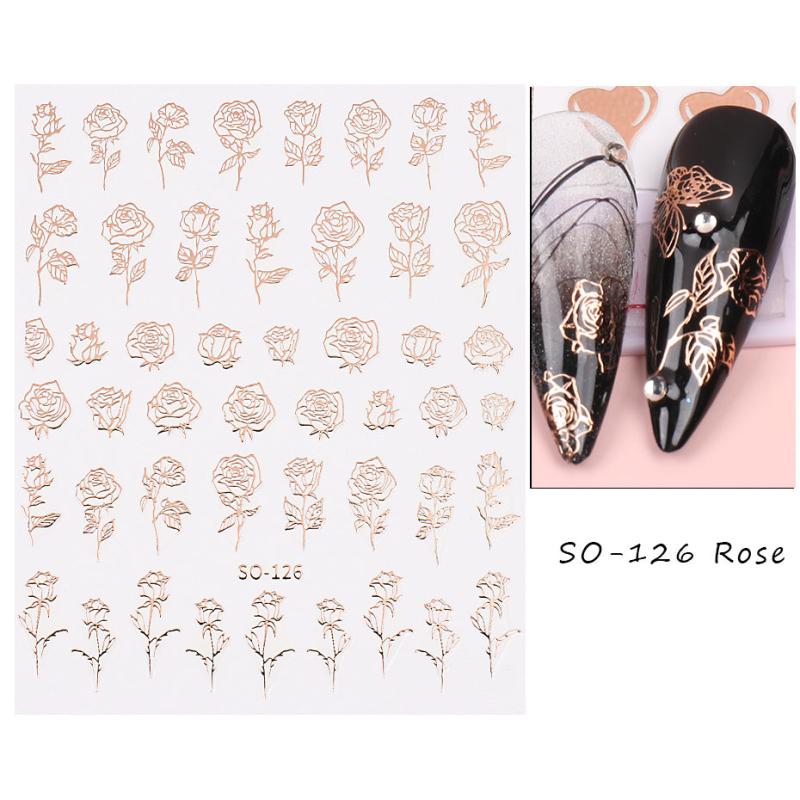 1 Pc 3D Nail Art Sticker Romantic Rose Floral Valentines Adhesive Decal Slider