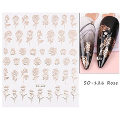 1 Pc 3D Nail Art Sticker Romantic Rose Floral Valentines Adhesive Decal Slider