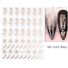 1 Pc 3D Nail Art Sticker Romantic Rose Floral Valentines Adhesive Decal Slider