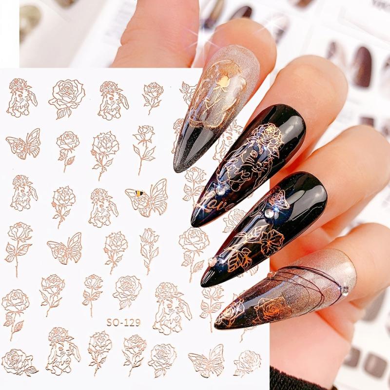 1 Pc 3D Nail Art Sticker Romantic Rose Floral Valentines Adhesive Decal Slider