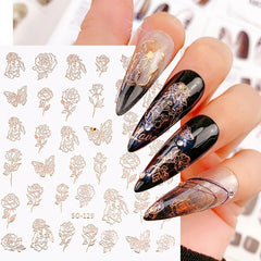 1 Pc 3D Nail Art Sticker Romantic Rose Floral Valentines Adhesive Decal Slider