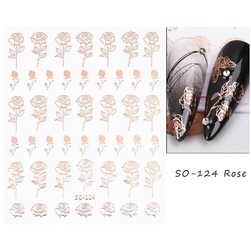 1 Pc 3D Nail Art Sticker Romantic Rose Floral Valentines Adhesive Decal Slider