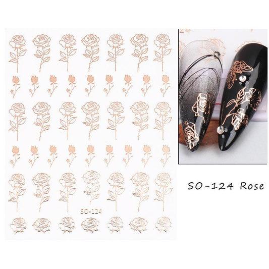 1 Pc 3D Nail Art Sticker Romantic Rose Floral Valentines Adhesive Decal Slider
