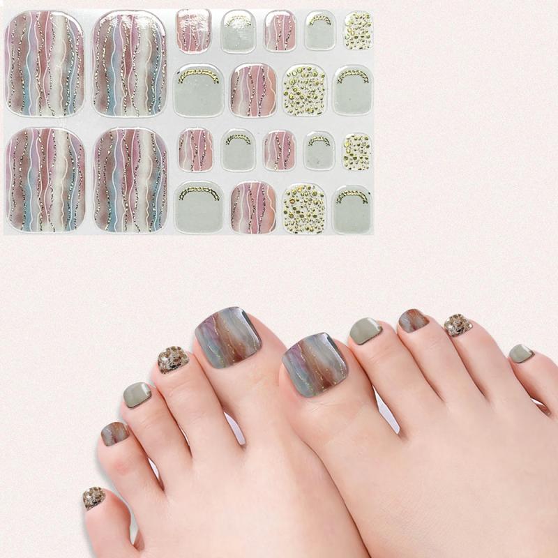 3D Toe Nail Stickers for Full Cover Decor - Self Adhesive Manicure Decals