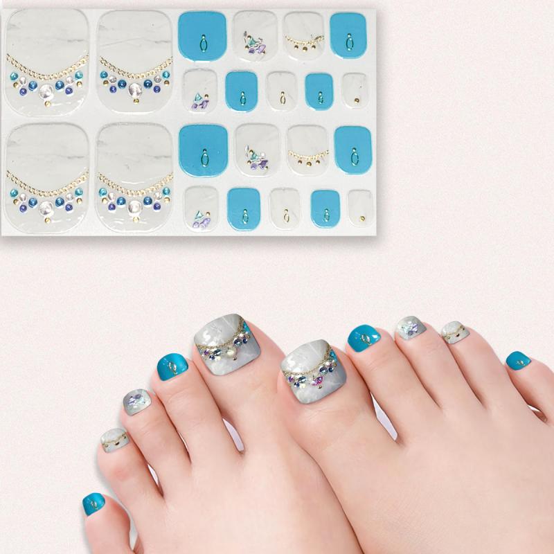 3D Toe Nail Stickers for Full Cover Decor - Self Adhesive Manicure Decals