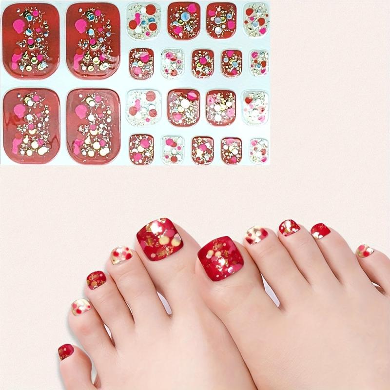 3D Toe Nail Stickers for Full Cover Decor - Self Adhesive Manicure Decals