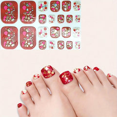 3D Toe Nail Stickers for Full Cover Decor - Self Adhesive Manicure Decals