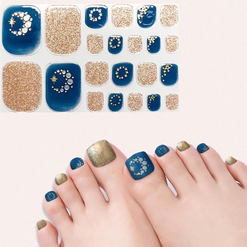 3D Toe Nail Stickers for Full Cover Decor - Self Adhesive Manicure Decals