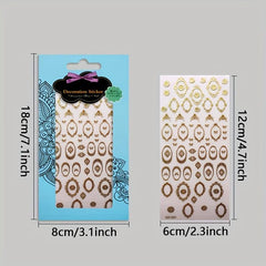 12 Sheets Golden Bronzing Nail Art Stickers Self Adhesive Geometric Line Nail