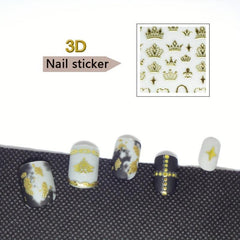 12 Sheets Golden Bronzing Nail Art Stickers Self Adhesive Geometric Line Nail