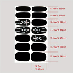Halloween Skull Nail Art Stickers & File Full Wrap Solid Nail Polish Strips