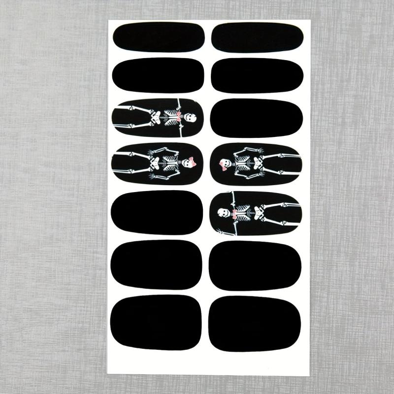Halloween Skull Nail Art Stickers & File Full Wrap Solid Nail Polish Strips