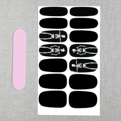 Halloween Skull Nail Art Stickers & File Full Wrap Solid Nail Polish Strips