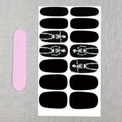 Halloween Skull Nail Art Stickers & File Full Wrap Solid Nail Polish Strips