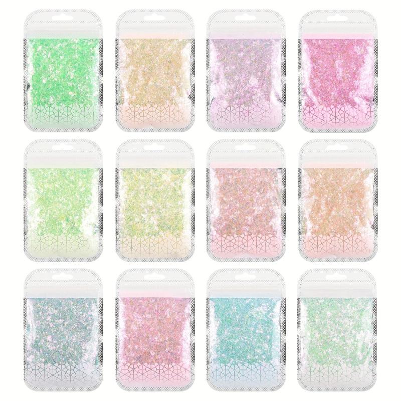Mermaid Flake Nail Glitter Sequins Colorful Glass Paper Nail Stickers