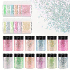 Mermaid Flake Nail Glitter Sequins Colorful Glass Paper Nail Stickers