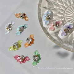 4pcs 3D Flower Nail Charms Rhinestone For Acrylic Nails