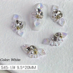 4pcs 3D Flower Nail Charms Rhinestone For Acrylic Nails