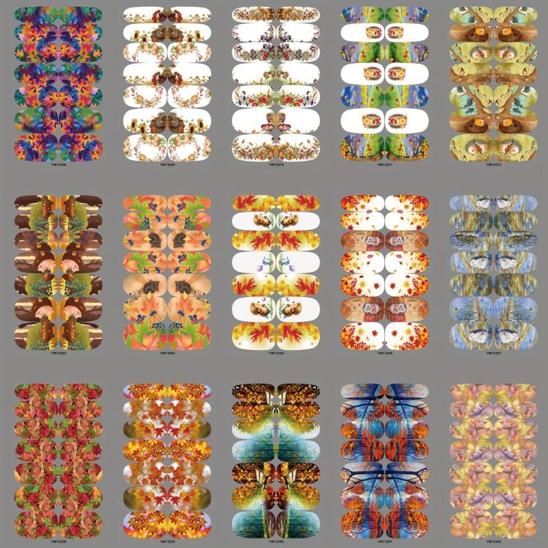 Maple Leaf Nail Art Stickers Full Wrap Nail Polish Strips with Files