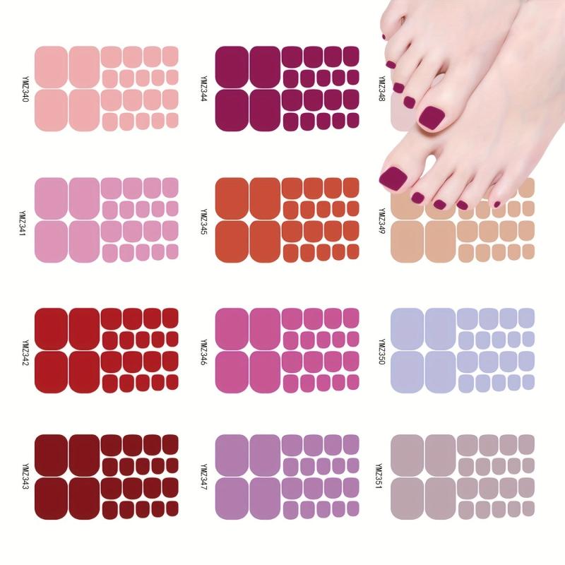 Solid Toenail Polish Strips for Women - Full Nail Wraps