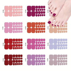 Solid Toenail Polish Strips for Women - Full Nail Wraps