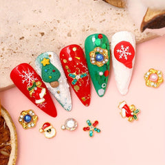 Christmas Nail Charm Rhinestone 3D Metal Alloy Studs Set