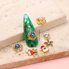 Christmas Nail Charm Rhinestone 3D Metal Alloy Studs Set