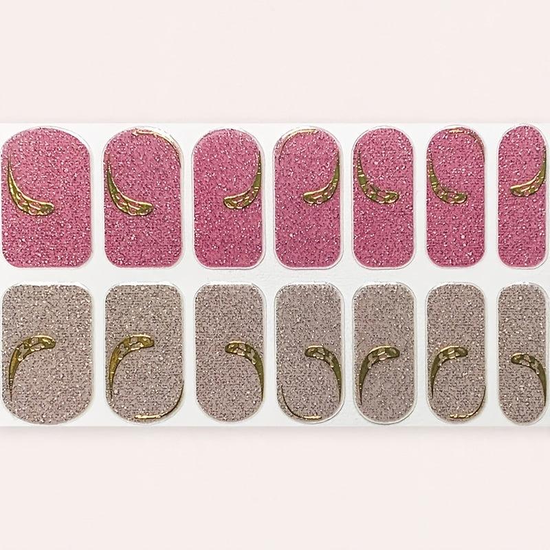 Pink & Silver Nail Polish Wraps for Women Home DIY Salon
