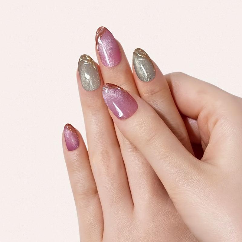 Pink & Silver Nail Polish Wraps for Women Home DIY Salon