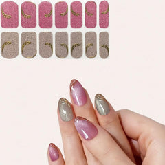 Pink & Silver Nail Polish Wraps for Women Home DIY Salon