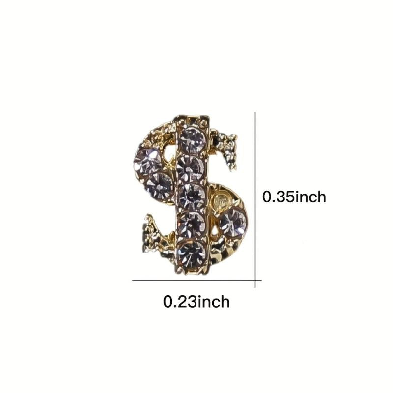10 pcs 3D Dollar Sign Nail Charms with Gems and Rhinestones