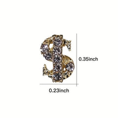 10 pcs 3D Dollar Sign Nail Charms with Gems and Rhinestones