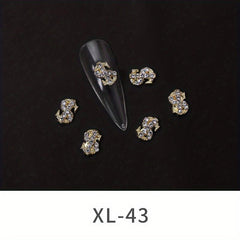 10 pcs 3D Dollar Sign Nail Charms with Gems and Rhinestones