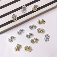10 pcs 3D Dollar Sign Nail Charms with Gems and Rhinestones