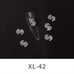 10 pcs 3D Dollar Sign Nail Charms with Gems and Rhinestones