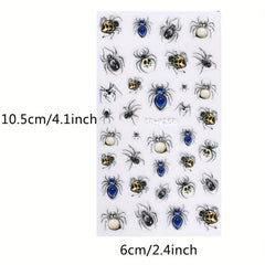 Halloween 5D Nail Art Stickers Decals - Spider, Spider Web, Bloody Eye