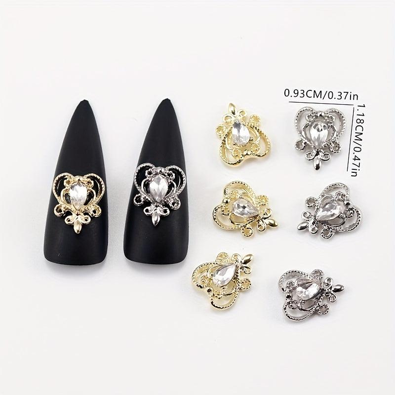 10 pcs Heart Crystal Rhinestone Nail Charms for DIY Nail Art and Craft