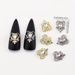 10 pcs Heart Crystal Rhinestone Nail Charms for DIY Nail Art and Craft