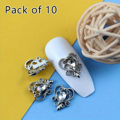 10 pcs Heart Crystal Rhinestone Nail Charms for DIY Nail Art and Craft