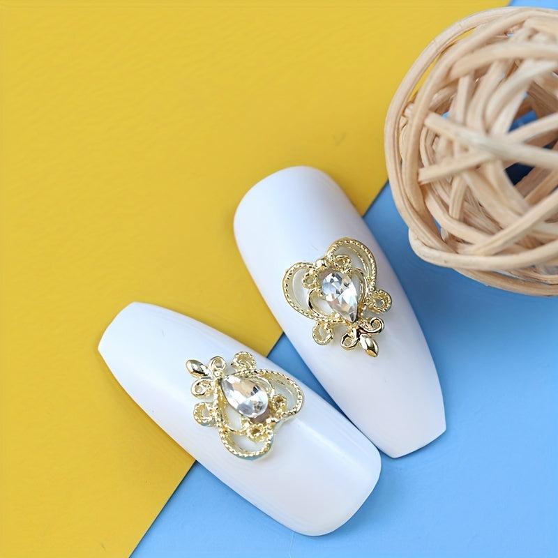 10 pcs Heart Crystal Rhinestone Nail Charms for DIY Nail Art and Craft