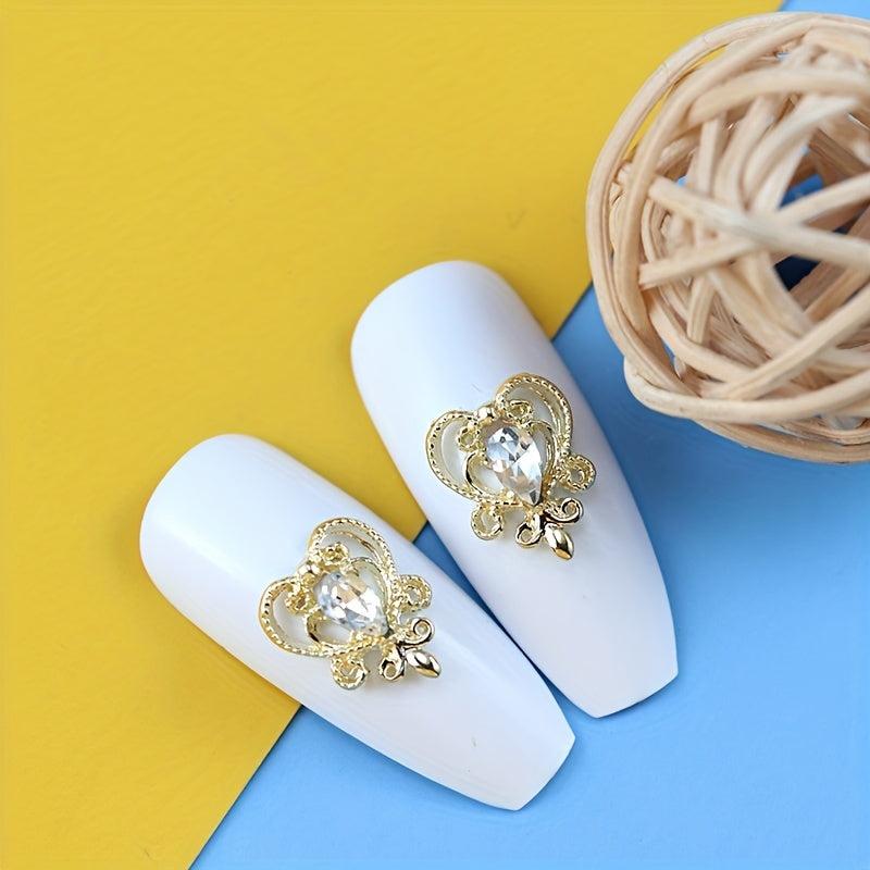 10 pcs Heart Crystal Rhinestone Nail Charms for DIY Nail Art and Craft