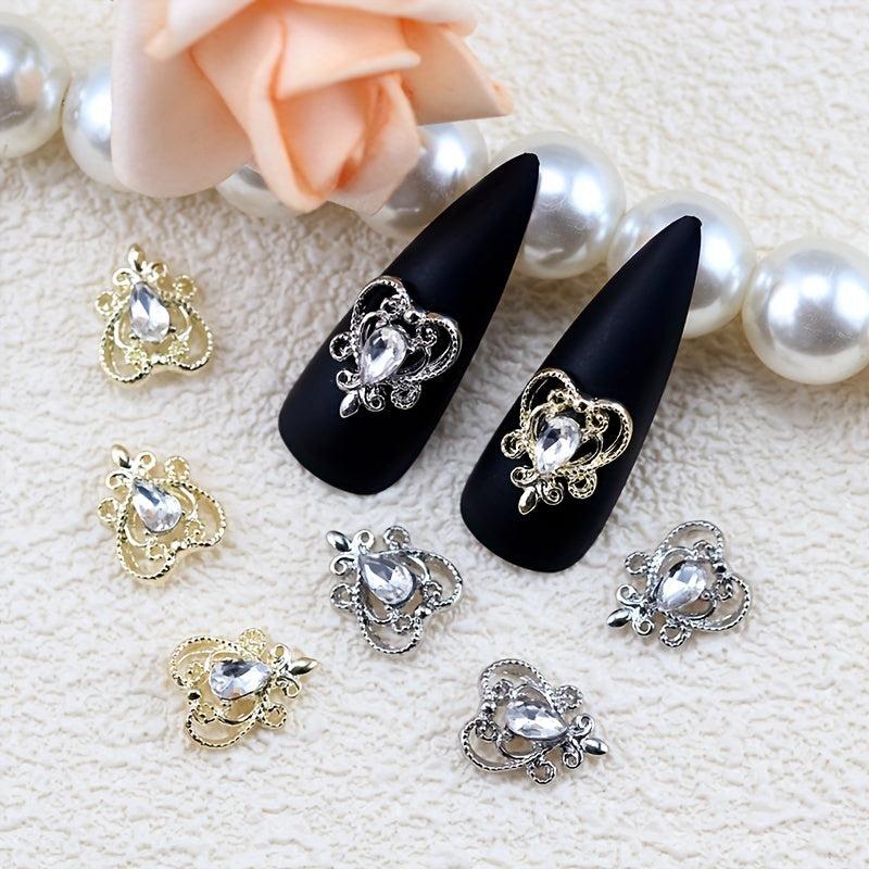 10 pcs Heart Crystal Rhinestone Nail Charms for DIY Nail Art and Craft