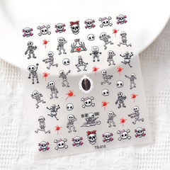 3D Horror Skull Nail Art Stickers Halloween Blood Drop Decals for DIY Nail Art