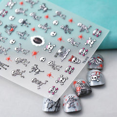 3D Horror Skull Nail Art Stickers Halloween Blood Drop Decals for DIY Nail Art