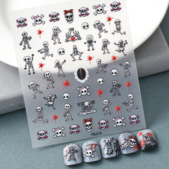 3D Horror Skull Nail Art Stickers Halloween Blood Drop Decals for DIY Nail Art