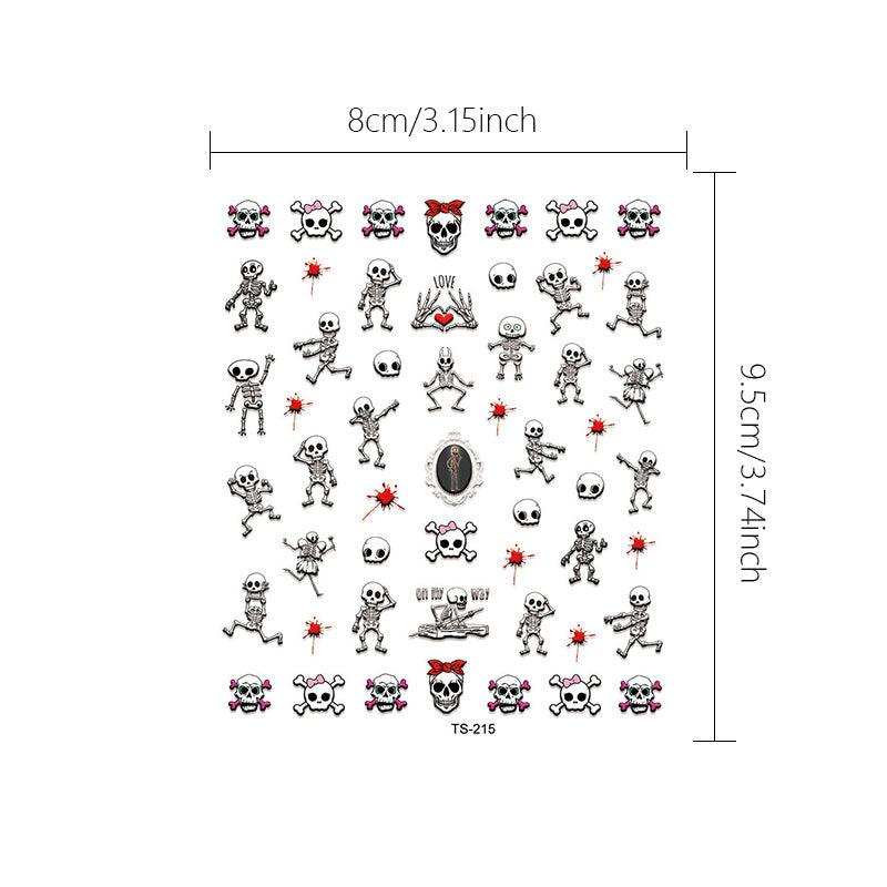 3D Horror Skull Nail Art Stickers Halloween Blood Drop Decals for DIY Nail Art