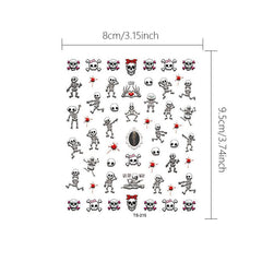 3D Horror Skull Nail Art Stickers Halloween Blood Drop Decals for DIY Nail Art